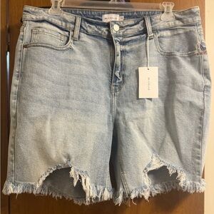 Cello Light Blue Frayed Hem Jean Shorts